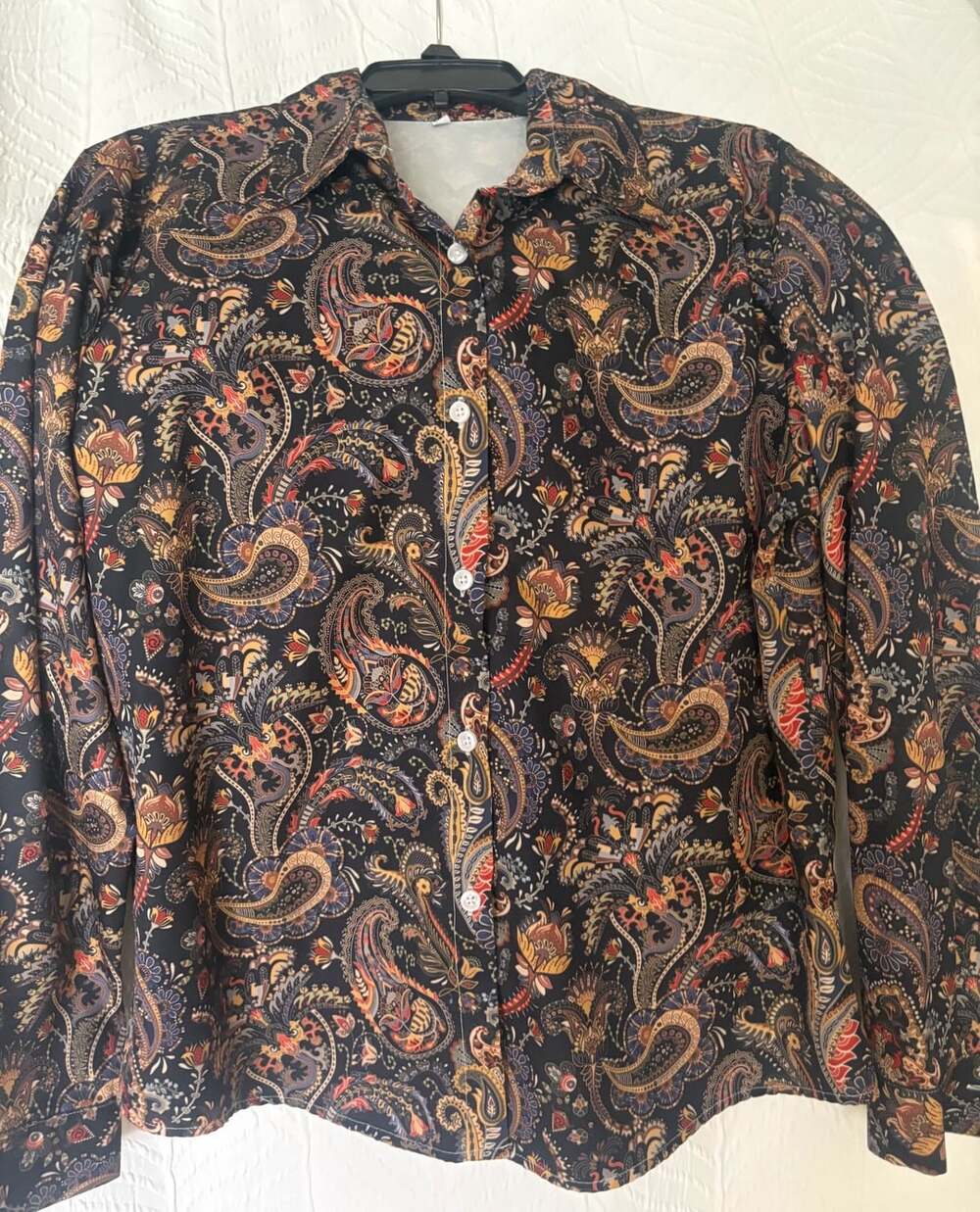 Unbranded Paisley Print Long Sleeve Button Down Shirt Size XL